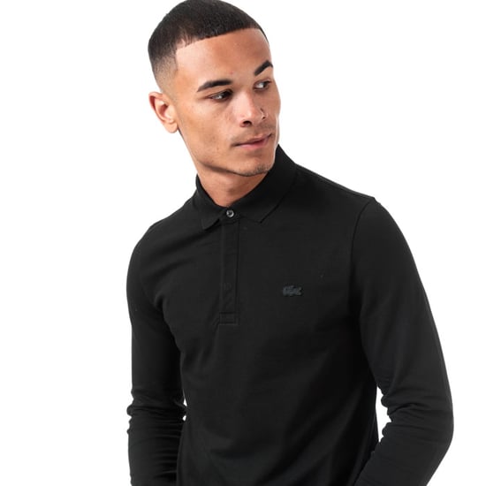 Men's Lacoste Regular Fit Paris Long Sleeve Polo in Black - Image 6
