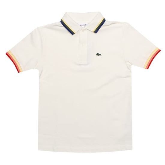 Boy's Lacoste Junior Tipped Collar Polo Shirt in White