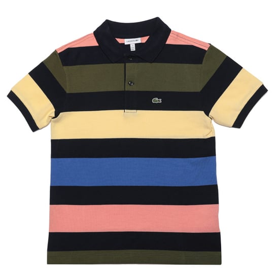 Boy's Lacoste Junior Striped Polo Shirt in Navy