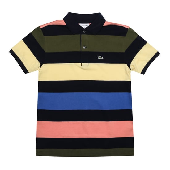 Boy's Lacoste Infant Striped Polo Shirt in Navy - Image 1