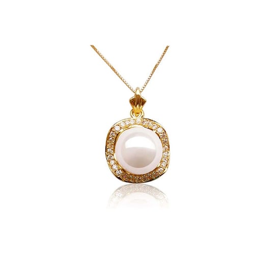 White Mother of Pearl Imitation Pendant and Yellow Gold Plated - Image 1