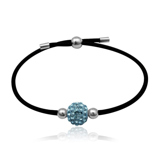 Black Stretchy Bracelet Blue Crystal Bead and 925 Silver - Image 1