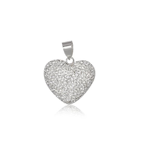 White Crystal big Heart Pendant and 925 Silver - Image 1