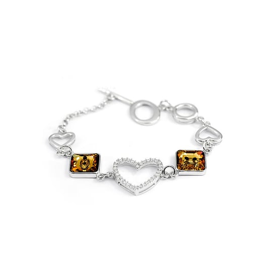 Swarovski - Bracelet Heart made with White and Brown Swarovski Crystal Element