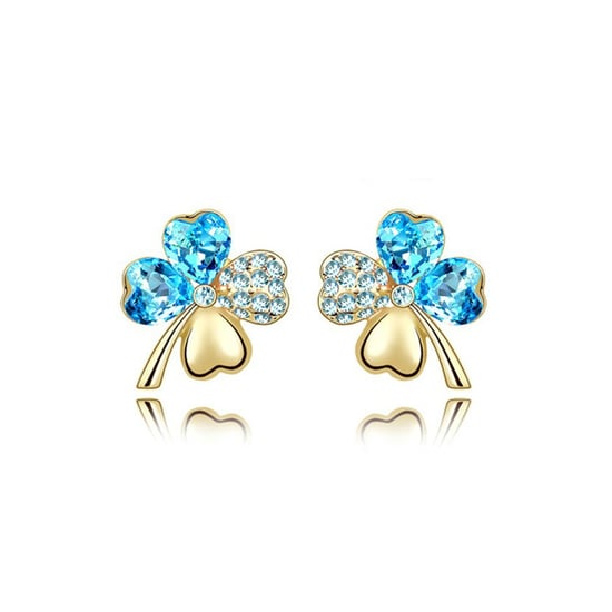Swarovski - Clear Blue Swarovski Crystal Element Clover Earrings