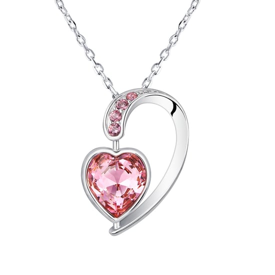 Swarovski - Pink Swarovski Crystal Elements and Rhodium Plated Heart Pendant - Image 1