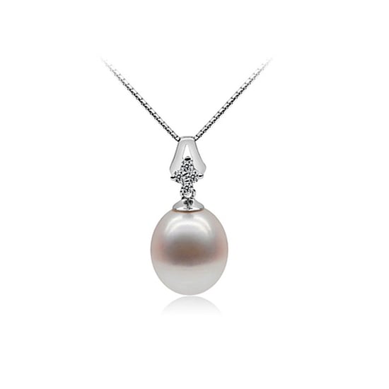 White Freshwater Pearl Pendant 925 Silver and Cubic Zirconia - Image 1