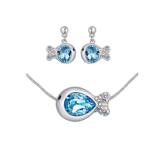 Swarovski - Blue Swarovski Crystal Elements Fish Necklace and Earrings Set