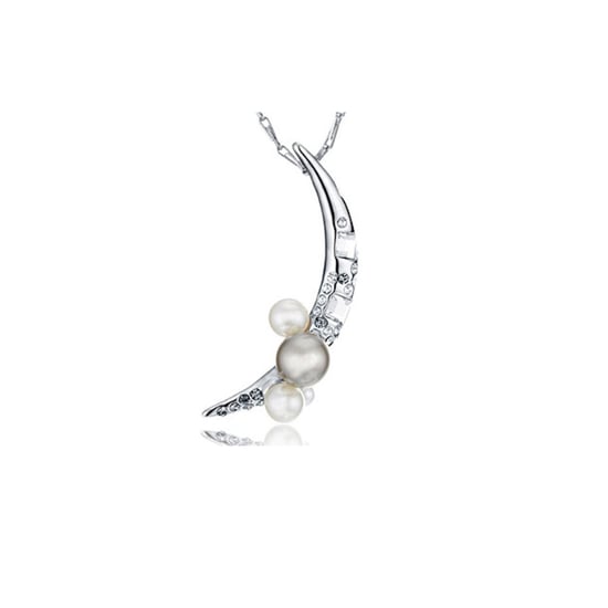 Swarovski - Pearls, White Swarovski Elements Crystal Moon Pendant - Image 1