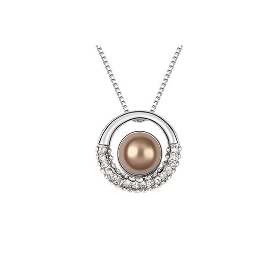 Brown Pearl and White Crystal Circle Pendant - Image 1