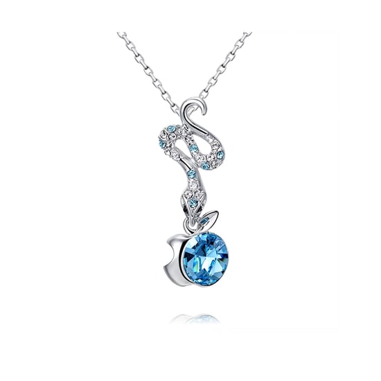 Swarovski - Blue Swarovski Crystal Elements Eden Snake Pendant and Rhodium Plated