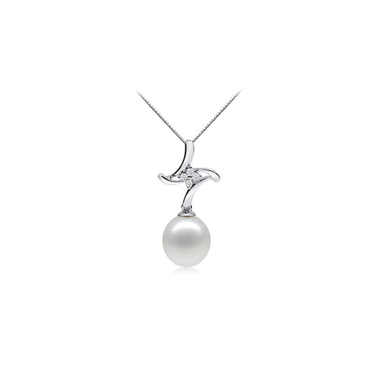 White Freshwater Pearl Pendant, 925 Silver and Cubic Zirconia - Image 1