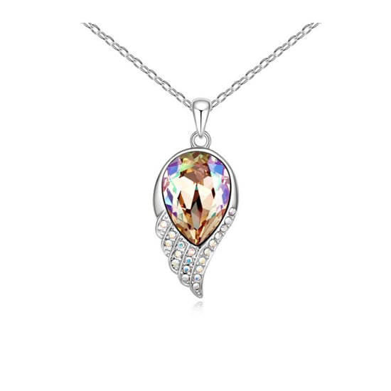 Swarovski - White Swarovski Element Crystal Feather Pendant and White Gold Plated