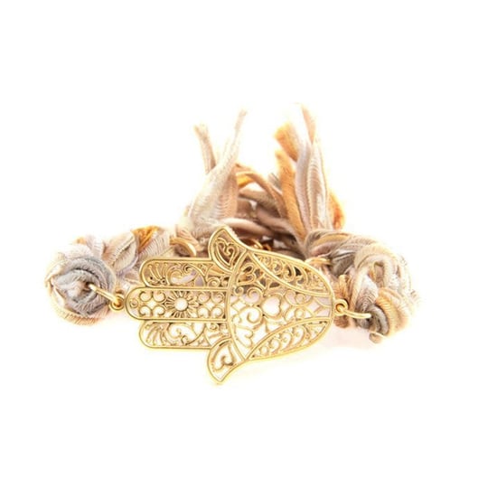 Ettika - Multicolor Ribbons and Yellow Gold Hamsa Bracelet