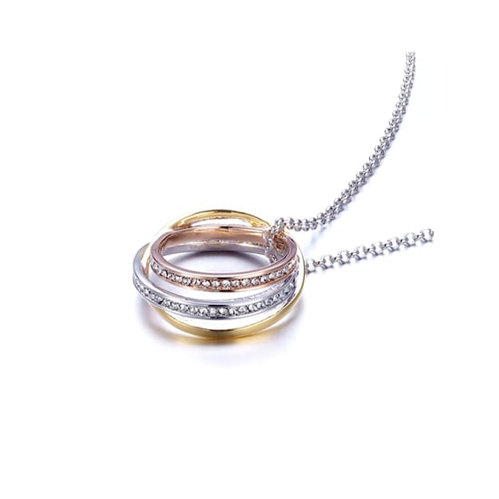 Swarovski - Yellow, White and Pink 3 Gold Pendant, Swarovski Elements Crystal and Rhodium Plated - Image 1