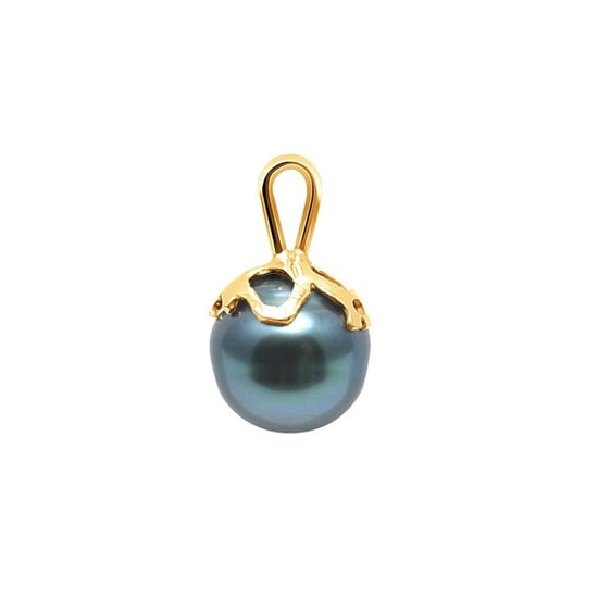 Black Tahitian Circled Pearl Pendant and Yellow Gold 375/1000