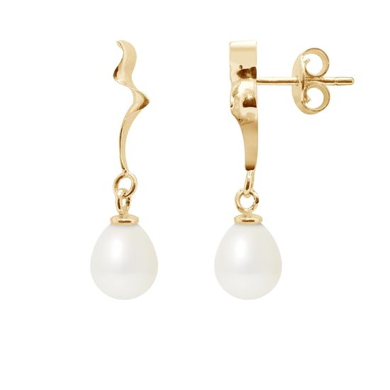 White Freshwater Pearls Dangling Earrings and yellow gold 375/1000 - Image 1