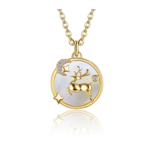 Swarovski - Necklace Woman White Swarovski Crystal Reindeer Pendant and Yellow Gold Plated - Image 1