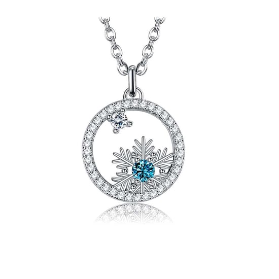 Swarovski Crystal Snowflake Pendant Necklace White and Blue - Image 1