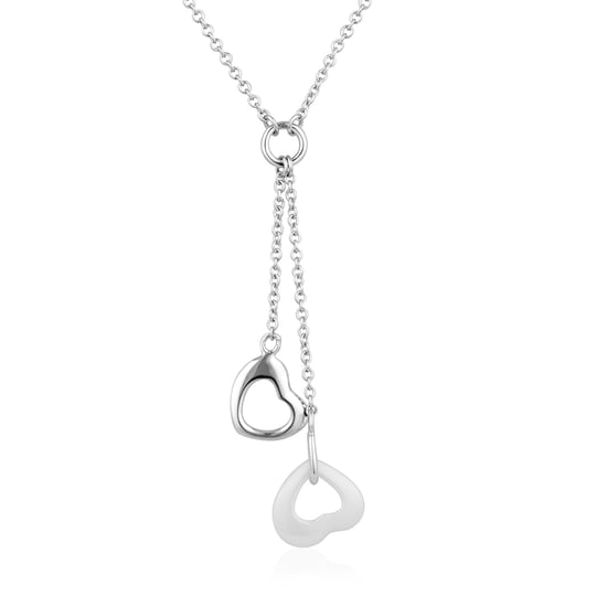 White Ceramic Heart Necklace and 925 Silver