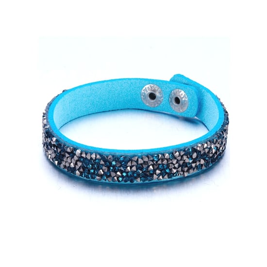 Swarovski - Silvery and Turquoise Swarovski Crystal Elements and leather Bracelet - Image 1