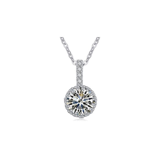 White Cubic Zirconia Crystal Pendant and Rhodium Plated - Image 1