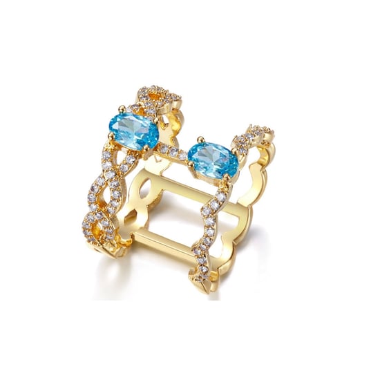 Swarovski - White and Blue Swarovski Elements Crystal and Rhodium Plated