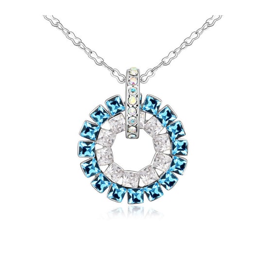 Swarovski - Blue Crystal Swarovski Elements Circle Pendant and White Gold Plated