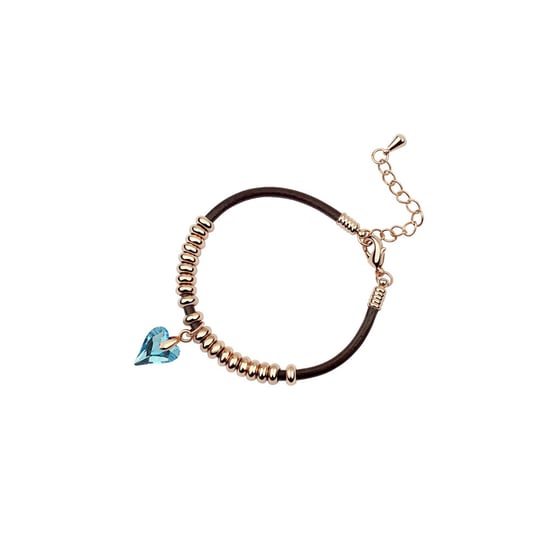 Swarovski - Heart Bracelet with Blue Swarovski Element Crystal and Yellow Gold Plated