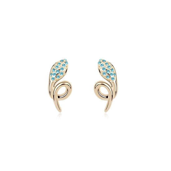 Swarovski - Yellow Gold Plated Snake Earrings with Blue Swarovski Elements Crystals