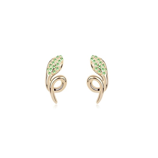 Swarovski - Yellow Gold Plated Snake Earrings with Green Swarovski Elements Crystals
