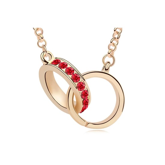 Swarovski - Yellow Gold Plated Handcuffs Long Necklace with Red Swarovski Elements Crystal