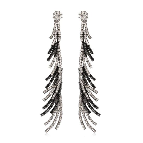 White and Black Crystal Dangling Earrings
