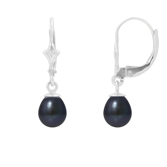 Black Freshwater Pearls DanglingEarrings and 925 Silver - Image 1