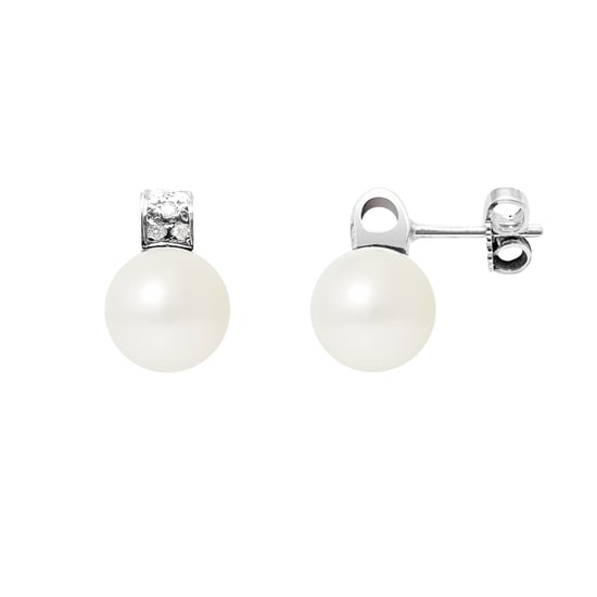 White Freshwater Pearls, Diamonds Earrings and White gold 750/1000 - Image 1