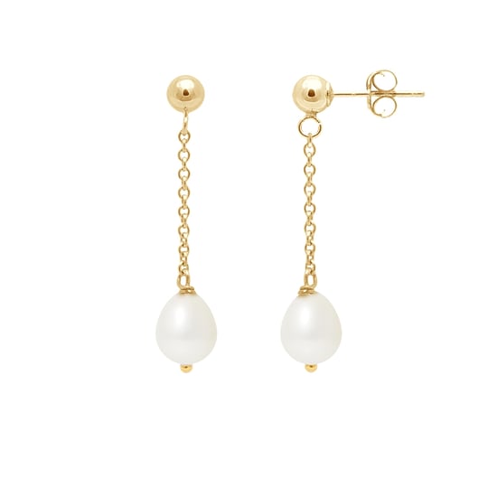 White Freshwater Pearls Dangling Earrings and yellow gold 750/1000