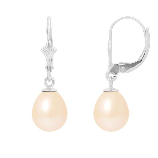 Pink Freshwater Pearls Dangling Earrings and white gold 375/1000