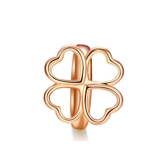 Clover Charms Beads Pink Gold Stainless Steel