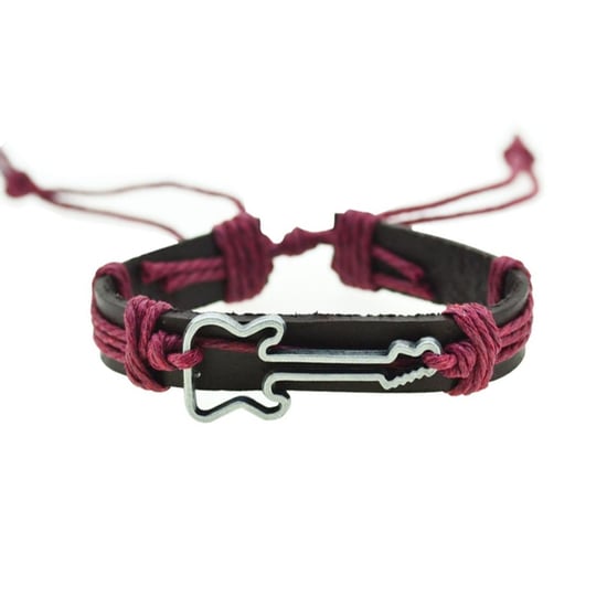 Brown Leather, Red Cordon and Stainless Turtle Man Bracelet