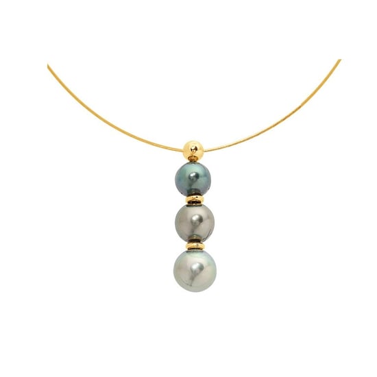 3 Tahitian Pearls Cable Necklace and Yellow Gold 750/1000