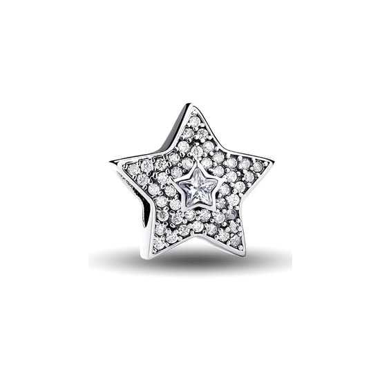 White Crystal Star 925 Silver Beads