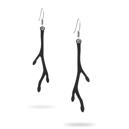 Black Silicone Gum Coral Dangling Earrings
