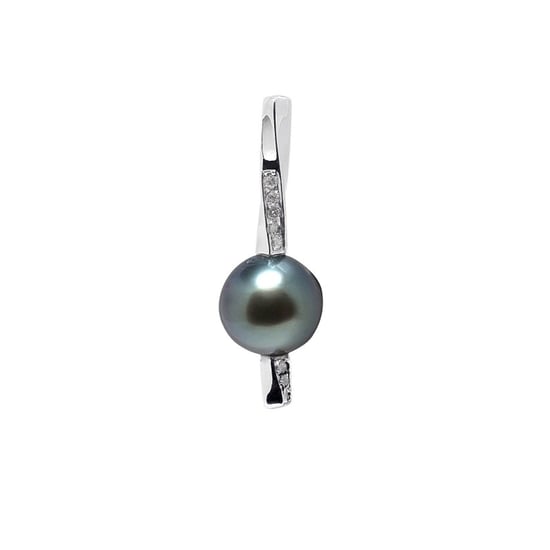 Black Tahitian Pearl, Diamonds Pendant and Sterling Silver 925/1000 - Image 1
