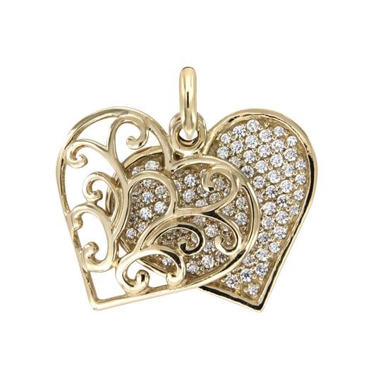 Swarovski - White Swarovski Crystal Elements and 925 Silver and Gold Heart Pendant