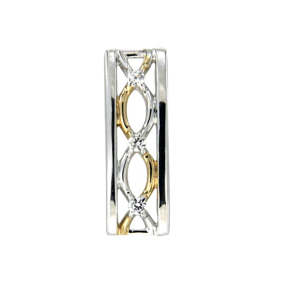 Swarovski - White Swarovski Crystal Elements and 925 Silver and Gold Rectangle Pendant - Image 1