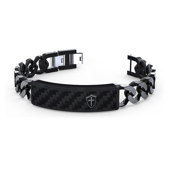 Black Carbon Plate and Links Men Bracelet