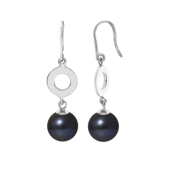 Black Freshwater Pearl, Hooks Earrings and Sterling Silver 925/1000 - Image 1