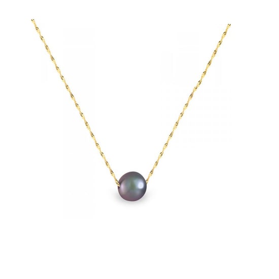 Black Freshwater Pearl and Yellow Gold 750/1000 Singapour Chain Woman Necklace - Image 1