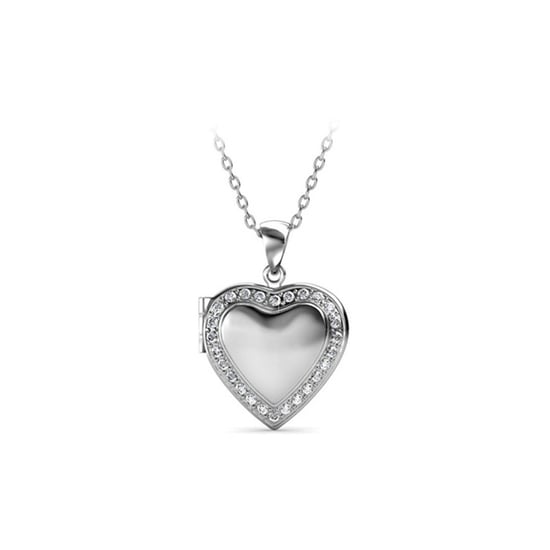 Swarovski - White Crystal From Swarovski Heart Women's Medaillon Pendant Rhodium Plated