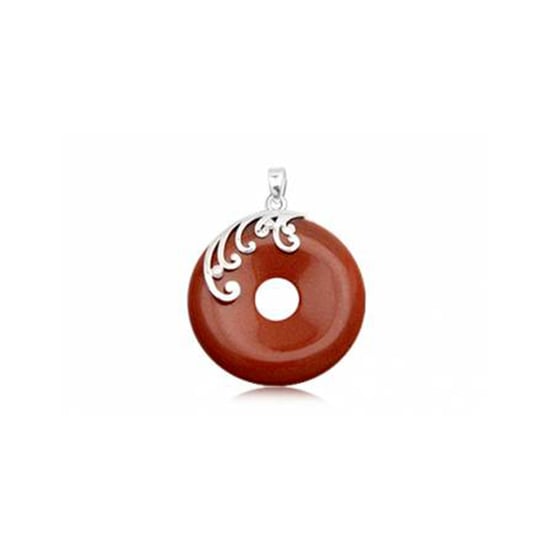 Round Pendant in Brown Sandstone and 925 Silver